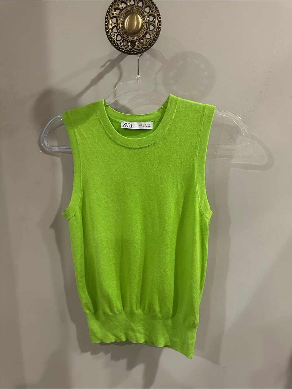 Zara Lime Green Sleeveless Knit Tank
